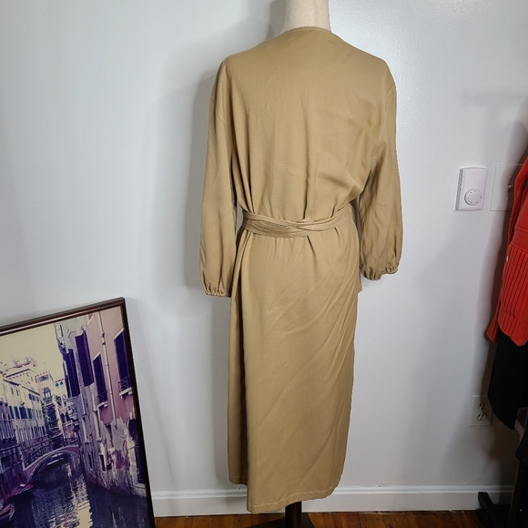 YUNE HO Tan  Isabella Collection Wrap Dress sz M - Picture 9 of 12